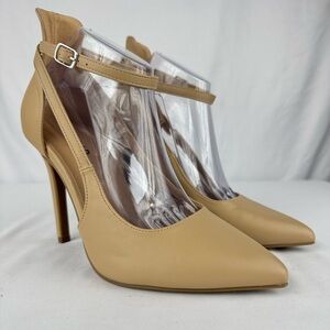 Torrid Pointed Toe Ankle Straps Stiletto Heels in Tan